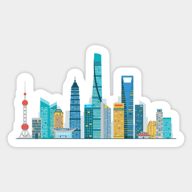 Shanghai skyline Sticker by Antikwar